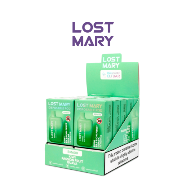 Estuche 10 uds – Lost Mary Elite Pod desechable 20mg nicotina – Kiwi Fruta de la Pasión y Guayaba