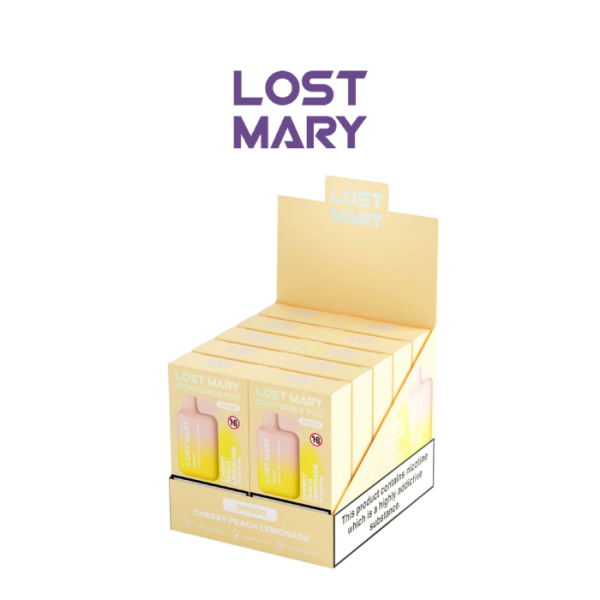 Estuche 10 uds – Lost Mary Elite Pod desechable 20mg nicotina – Limonada de Cereza y Melocoton