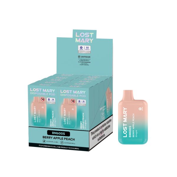 Estuche 10 uds - Lost Mary Elite Pod desechable 20mg nicotina - Bayas Manzana y Melocoton