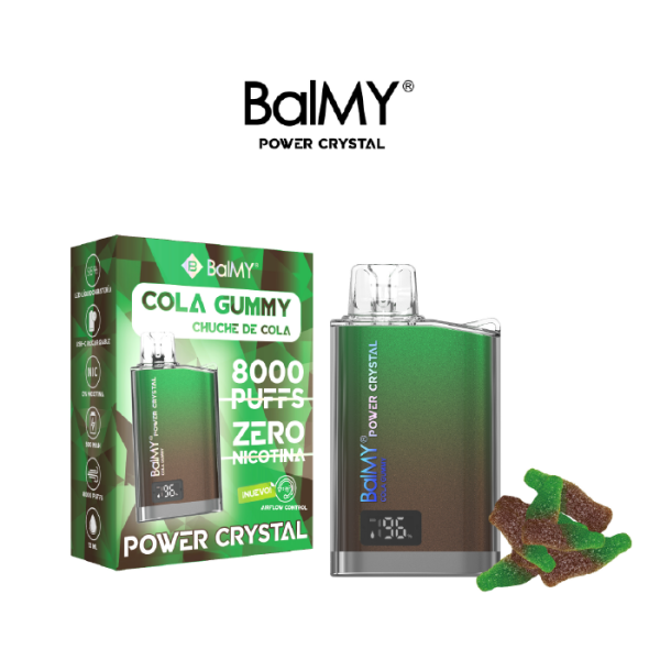 Estuche 10 uds – Vaper desechable BalMY Power Crystal ZERO nicotina – Cola Gummy