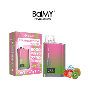 Estuche 10 uds – Vaper desechable BalMY Power Crystal ZERO nicotina – Fresa Kiwi