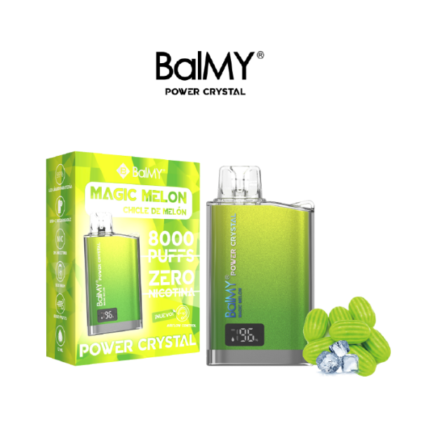 Estuche 10 uds – Vaper desechable BalMY Power Crystal ZERO nicotina – Magic Melon