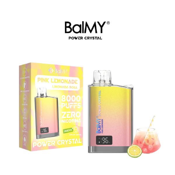 Estuche 10 uds – Vaper desechable BalMY Power Crystal ZERO nicotina – Pink Lemonade