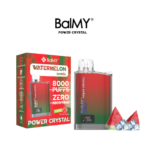 Estuche 10 uds – Vaper desechable BalMY Power Crystal ZERO nicotina – Sandía