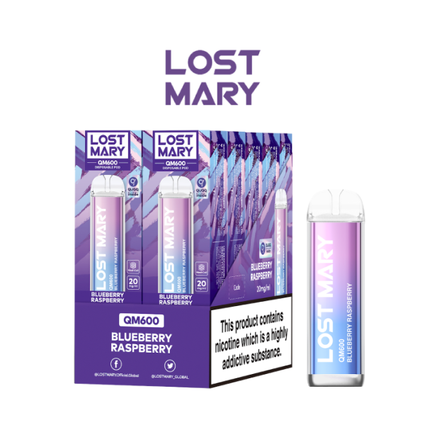 Estuche 10 uds – Lost Mary QM Crystal 600 pod desechable 20mg/ml nicotina – Arándano y Frambuesa