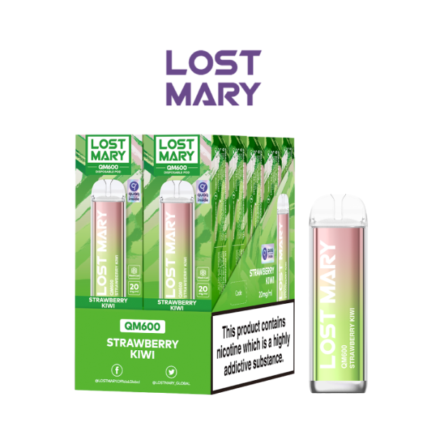 Estuche 10 uds – Lost Mary QM Crystal 600 pod desechable 20mg/ml nicotina – Fresa Kiwi