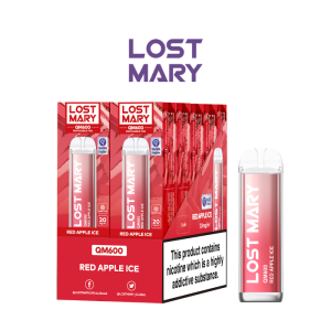 Estuche 10 uds – Lost Mary QM Crystal 600 pod desechable 20mg/ml nicotina – Manzana Roja Helada