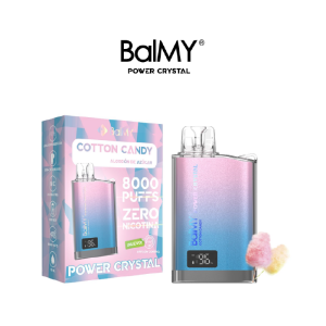 Estuche 10 uds – Vaper desechable BalMY Power Crystal ZERO nicotina – Algodón de azúcar