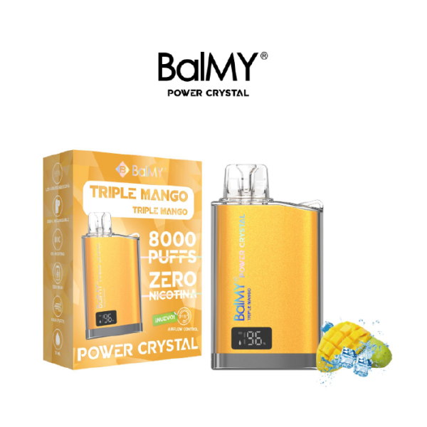 Estuche 10 uds – Vaper desechable BalMY Power Crystal ZERO nicotina – Triple Mango