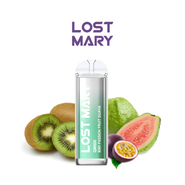 Lost Mary QM Crystal 600 pod desechable 20mg/ml nicotina – Kiwi, fruta de la pasión y guayaba.