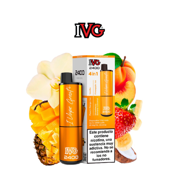 Pod desechable IVG 2400 puff 4 sabores en 1 con 20mg/ml nicotina – Exotic Edition