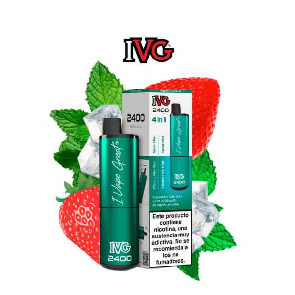 Pod desechable IVG 2400 puff 4 sabores en 1 con 20mg/ml nicotina – Mint Edition