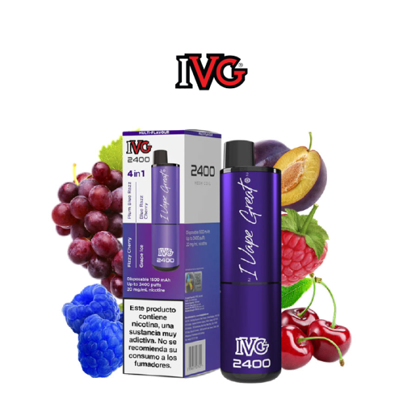 Pod desechable IVG 2400 puff 4 sabores en 1 con 20mg/ml nicotina – Purple Edition