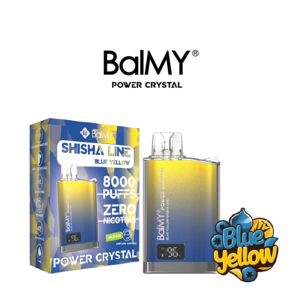 Vaper desechable BalMY Power Crystal ZERO nic. 8.000 puffs sabores Shisha Line – Blue Yellow