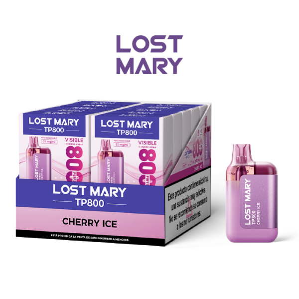 Estuche 10 uds – Lost Mary pod desechable TP 800 puffs 20mg/ml nicotina – Cereza Helada