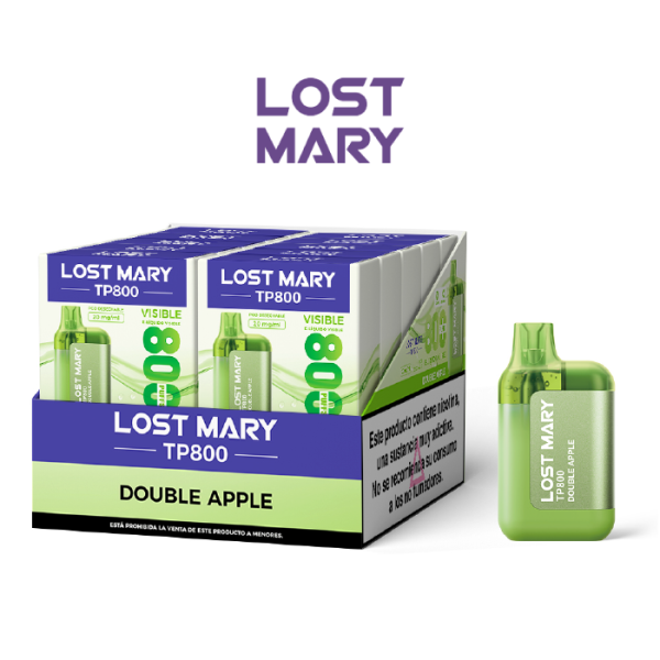 Estuche 10 uds – Lost Mary pod desechable TP 800 puffs 20mg/ml nicotina – Doble Manzana