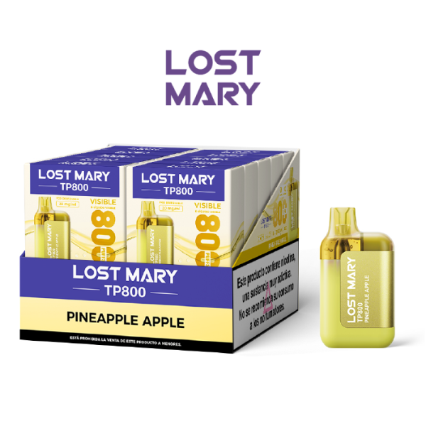 Estuche 10 uds – Lost Mary pod desechable TP 800 puffs 20mg/ml nicotina – Piña y Manzana