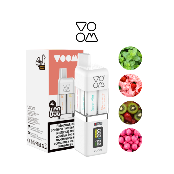 Multi pod VOOM 2400 puffs 4 sabores en 1 con 20 mg/ml nicotina Starter Kit - Strawberry Serie