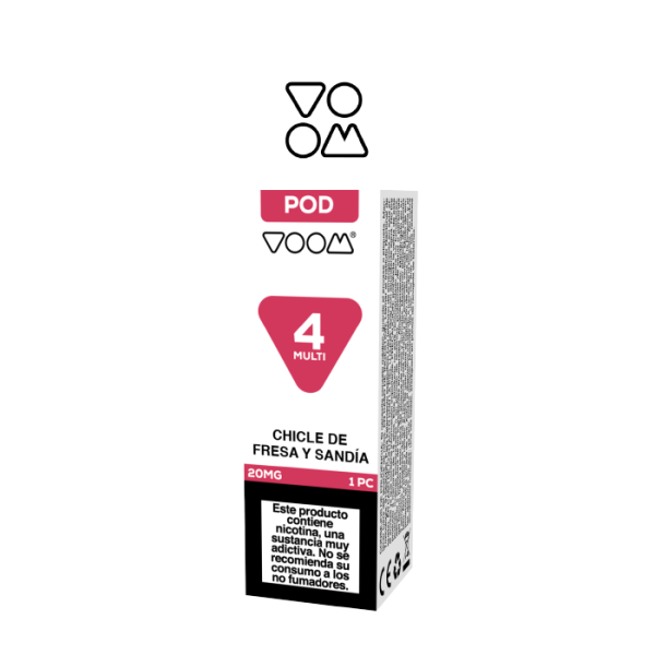 Estuche 5 cápsulas repuesto VOOM 4 MULTI POD prellenada 20mg/ml nicotina – (5 pack x 1) – Chicle de Fresa y Sandía