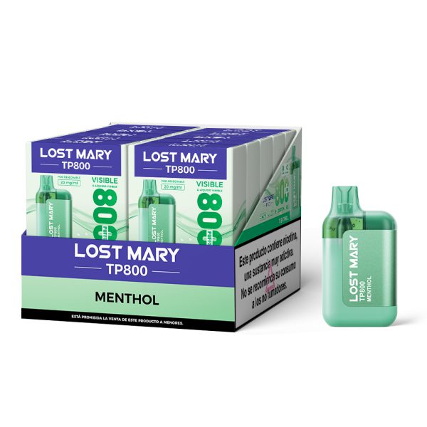 Estuche 10 uds – Lost Mary pod desechable TP 800 puffs 20mg/ml nicotina – Menthol