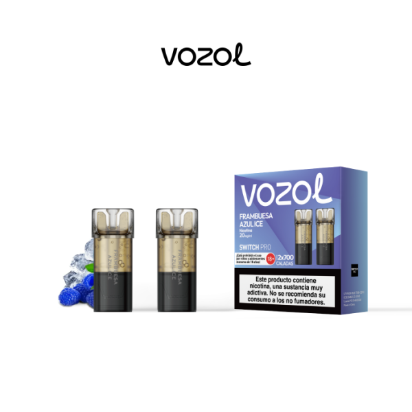 Estuche 20 cápsulas precargadas VOZOL Switch PRO 20mg/ml nicotina (10 x 2 uds/pack) – Frambuesa Azul Ice