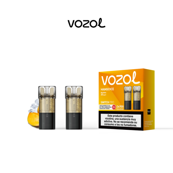 Estuche 20 cápsulas precargadas VOZOL Switch PRO 20mg/ml nicotina (10 x 2 uds/pack) – Mango Ice